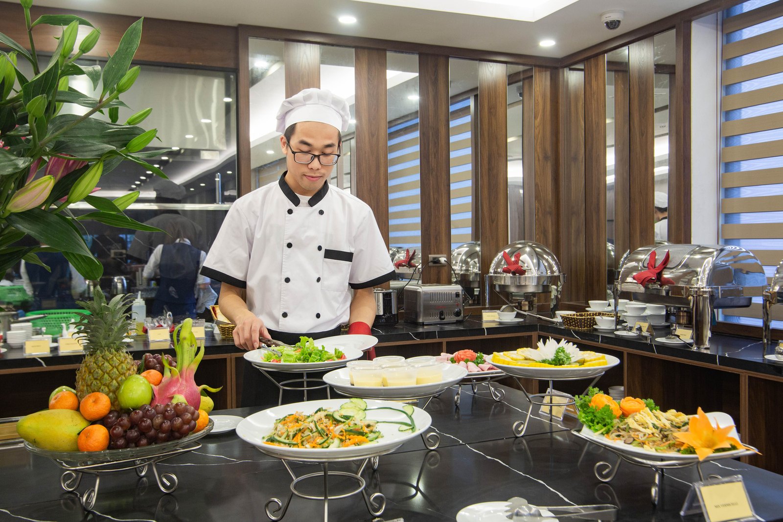 Hotel buffet and service counters